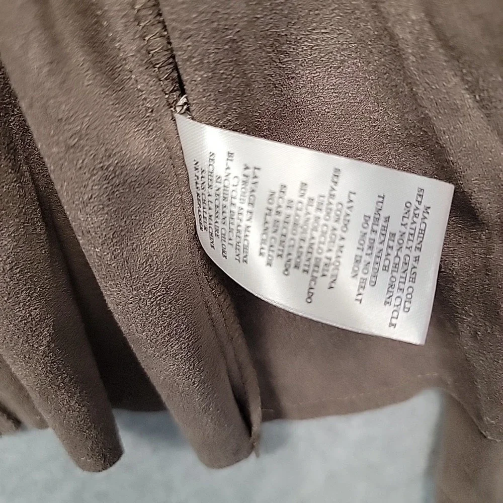 Kut From the Kloth Tayanita Vegan Faux Suede Open Front Jacket Taupe Women's M